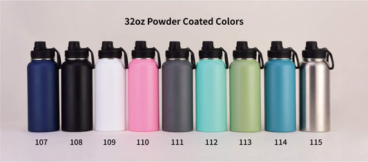 32 Oz Powder Coated Stainless Steel Sport Water Bottle